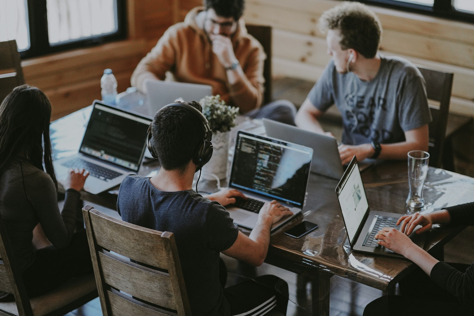 A diverse group of professionals collaborating